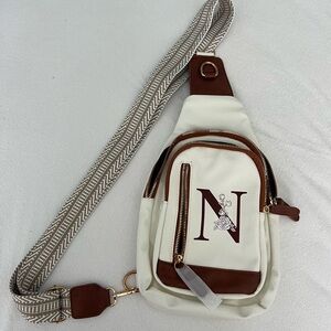Stylish Cream and Brown Crossbody Bag